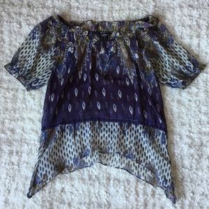 Sheer off the shoulder patterned boho top